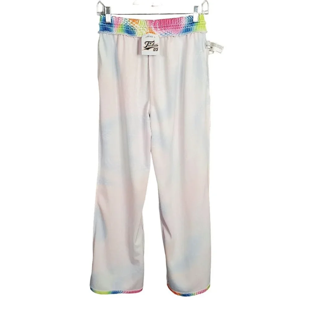 FUBU X Forever 21 Size M Pants Pull-On Wide Leg Rainbow Swirl Logo StreetWear - Picture 10 of 11